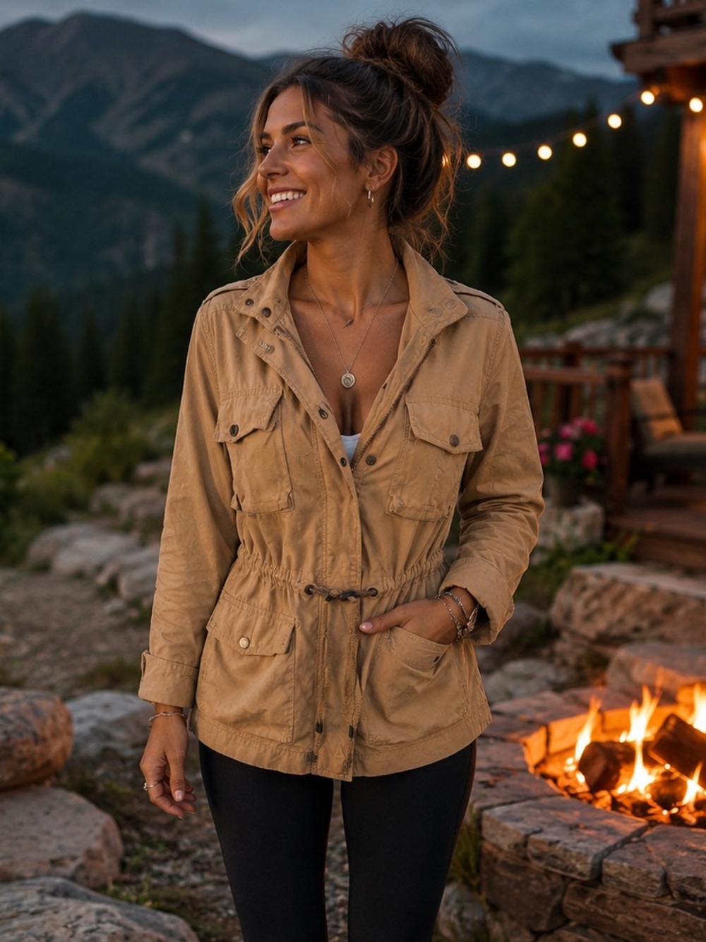 Love Tree Tan Utility Safari Jacket | Size M